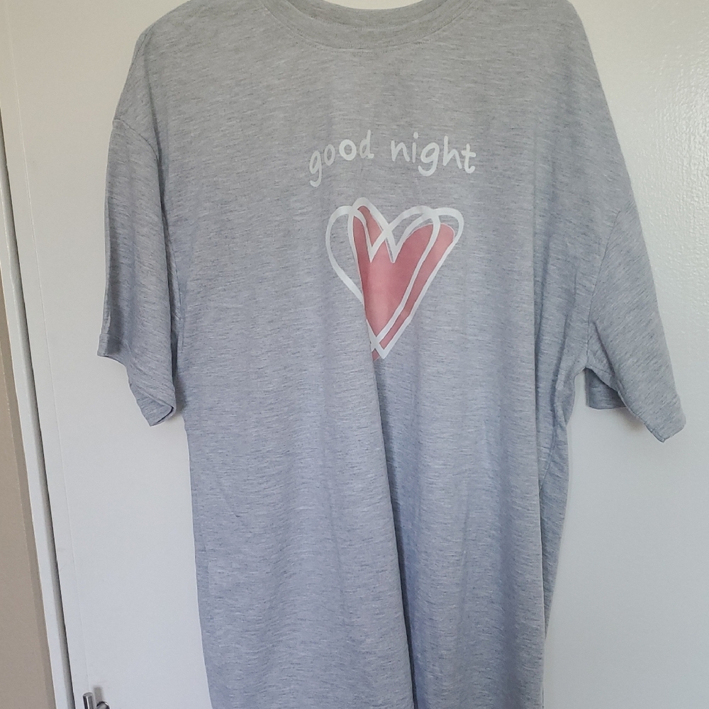 Gray Pajama T-Shirt with Heart Design